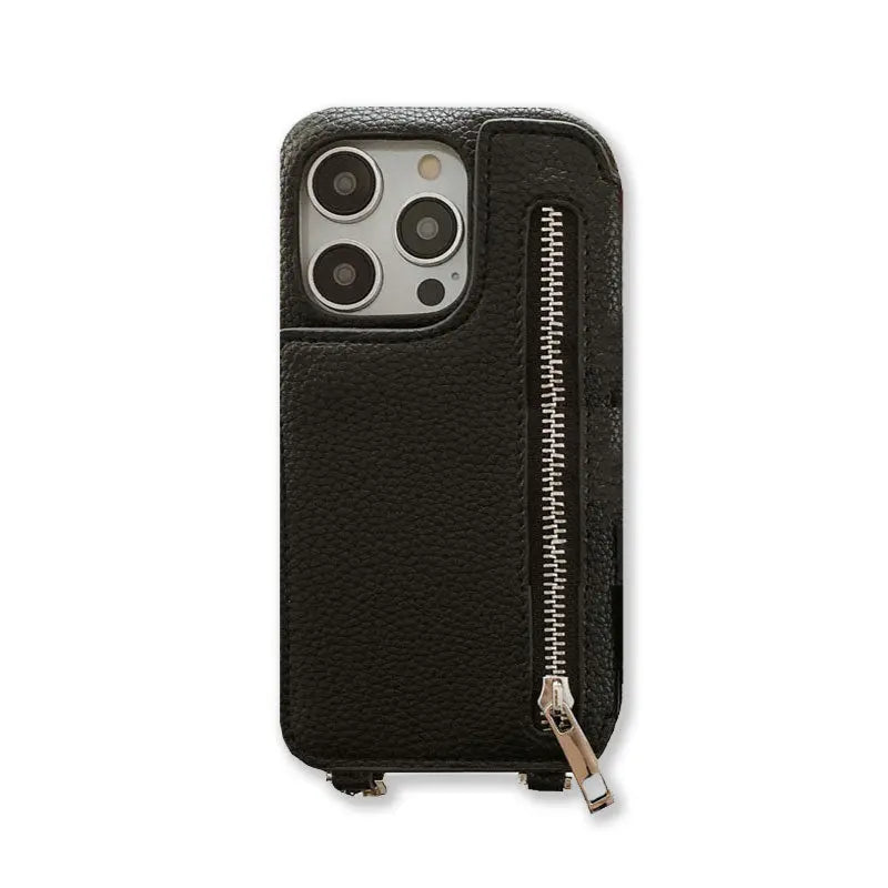 Classic Leather iPhone Case With Zip Wallet And Strap-BC25002 Burycase