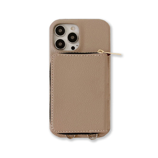 Classic Phone Case With Zip Wallet And Strap For iPhone Coffee-JDK241031