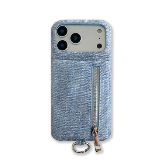 Fabric iPhone Case With Wallet And Strap Blue-BC25027