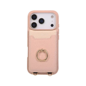 Leather iPhone Cases With Card Holder And Strap Black-BC25038 Burycase