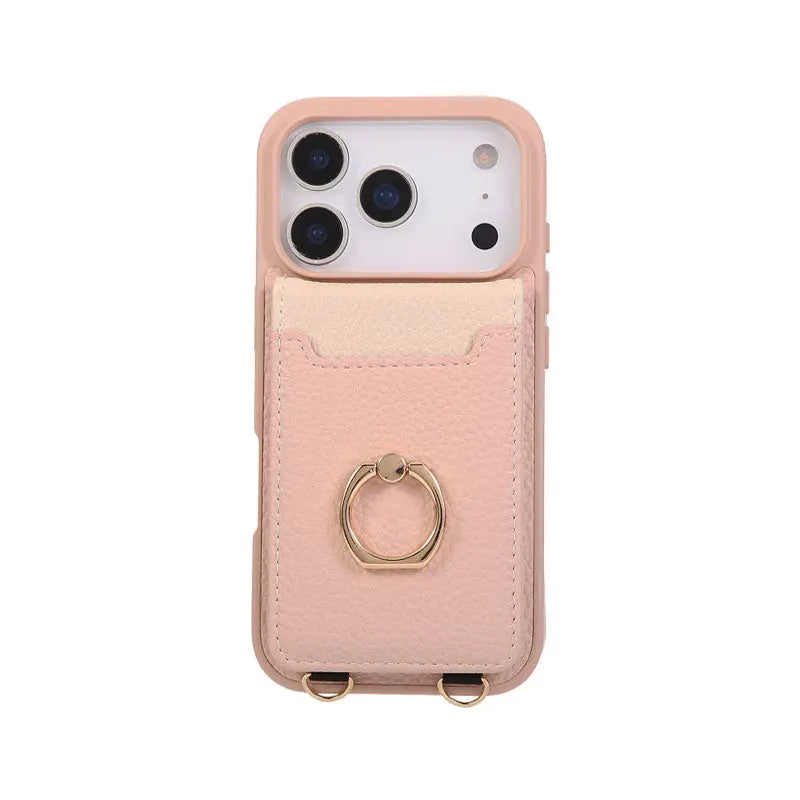 Leather iPhone Cases With Card Holder And Strap Black-BC25038 Burycase