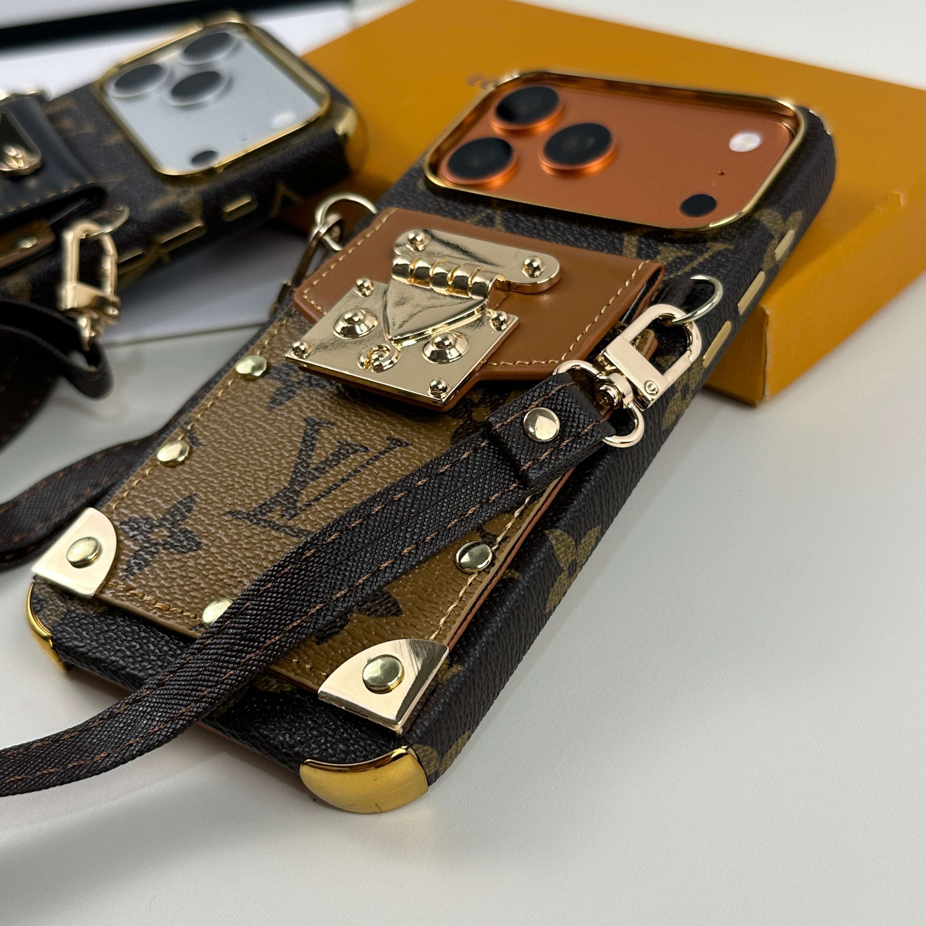 Classic Monogram iPhone Case With Wallet And Crossbody Strap For iPhone 17 Series Brown-CYLV130