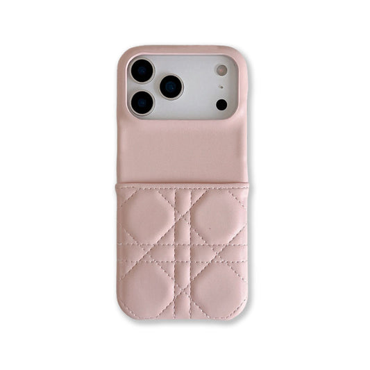 Leather iPhone Case with Card Holder Pink-BC25019