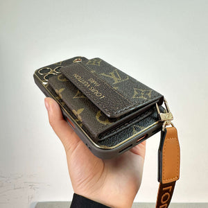 Refined Leather Monogram iPhone Case With Wallet And Crossbody Strap For iPhone 17 Series-CYLV128