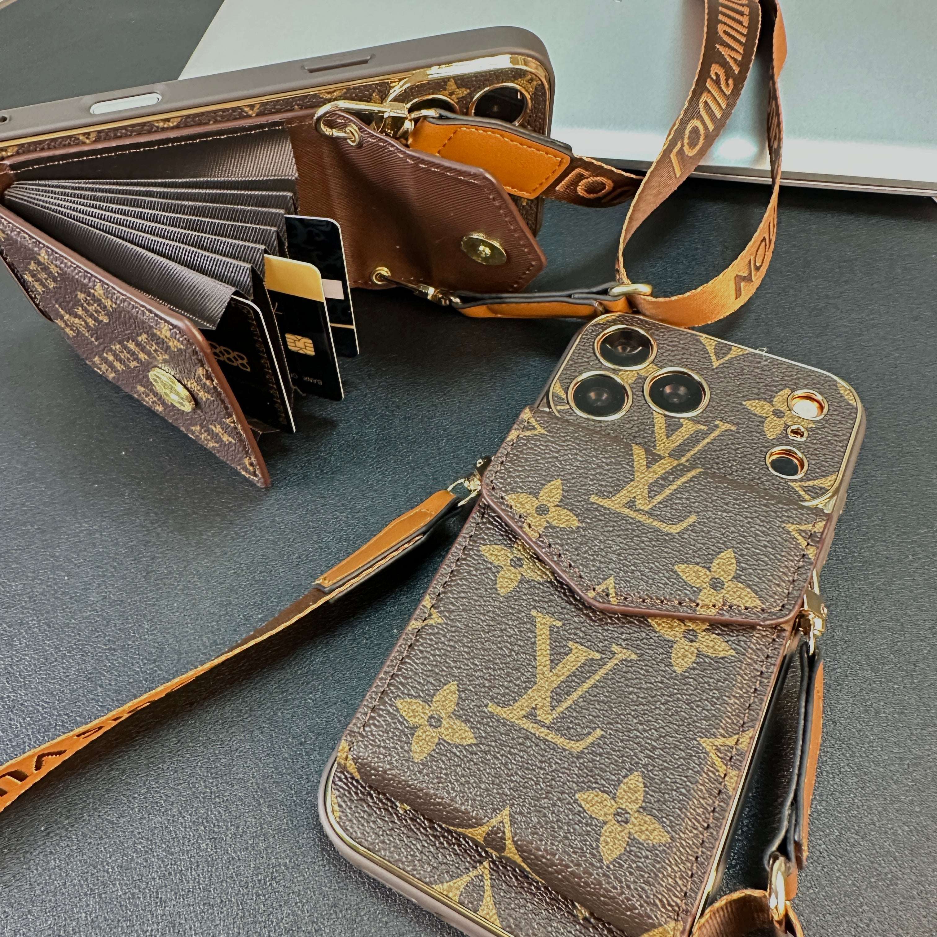 Premium  Monogram iPhone Case With Wallet And Crossbody Strap For iPhone 17 Series-CYLV134