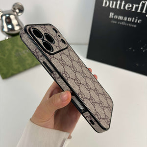 Luxury Leather GG iPhone Case For iPhone 17 Series Brown -CYGG131