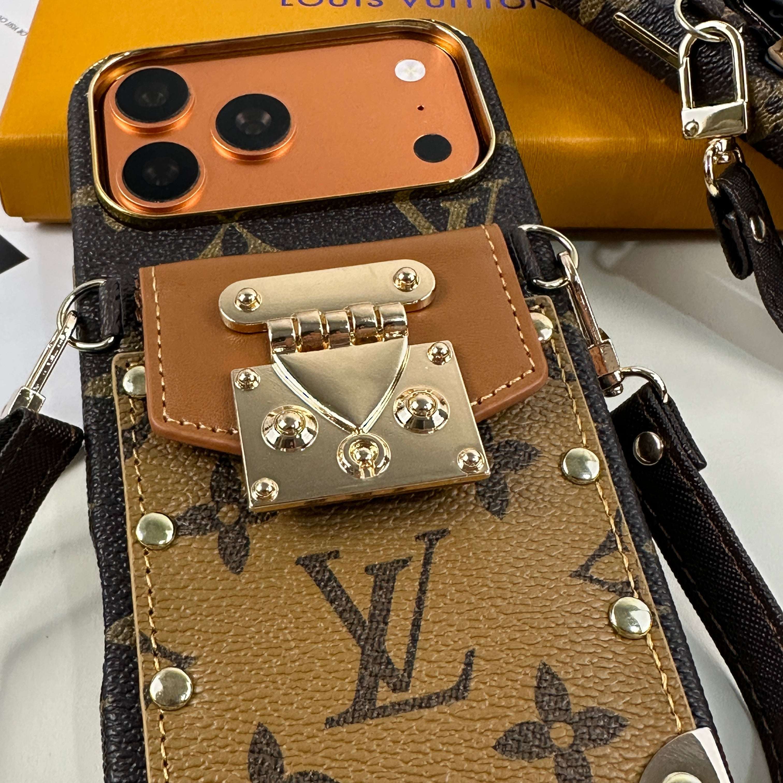 Classic Monogram iPhone Case With Wallet And Crossbody Strap For iPhone 17 Series Brown-CYLV130