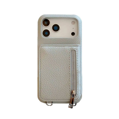 Leather iPhone Case With Strap And Card Holder Purlple-BC25026