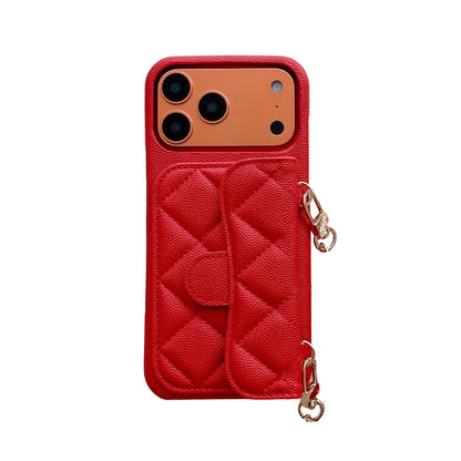 Leather iPhone Case With Wallet And Crossbody Strap Orange-BC25023
