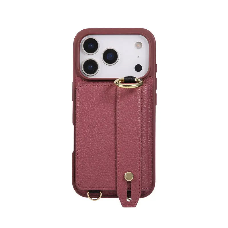 iPhone Case With Card Holder And Strap（With Holder）Black -BC25036 Burycase