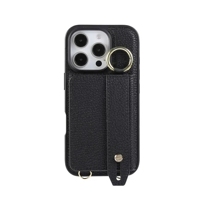 iPhone Case With Card Holder And Strap Brown -BC25037 Burycase
