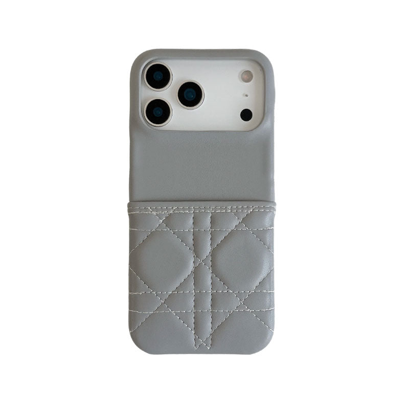 Leather iPhone Case with Card Holder Pink-BC25019