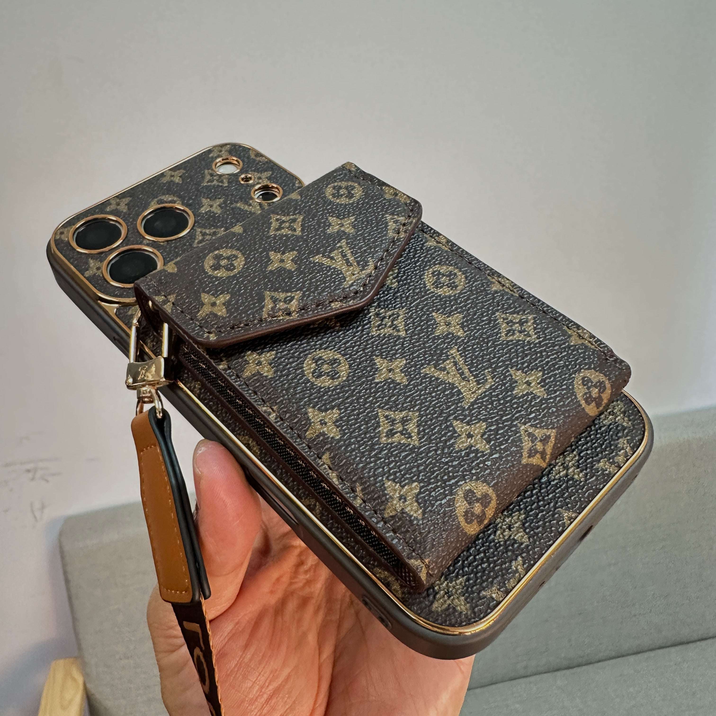 Premium  Monogram iPhone Case With Wallet And Crossbody Strap For iPhone 17 Series-CYLV134