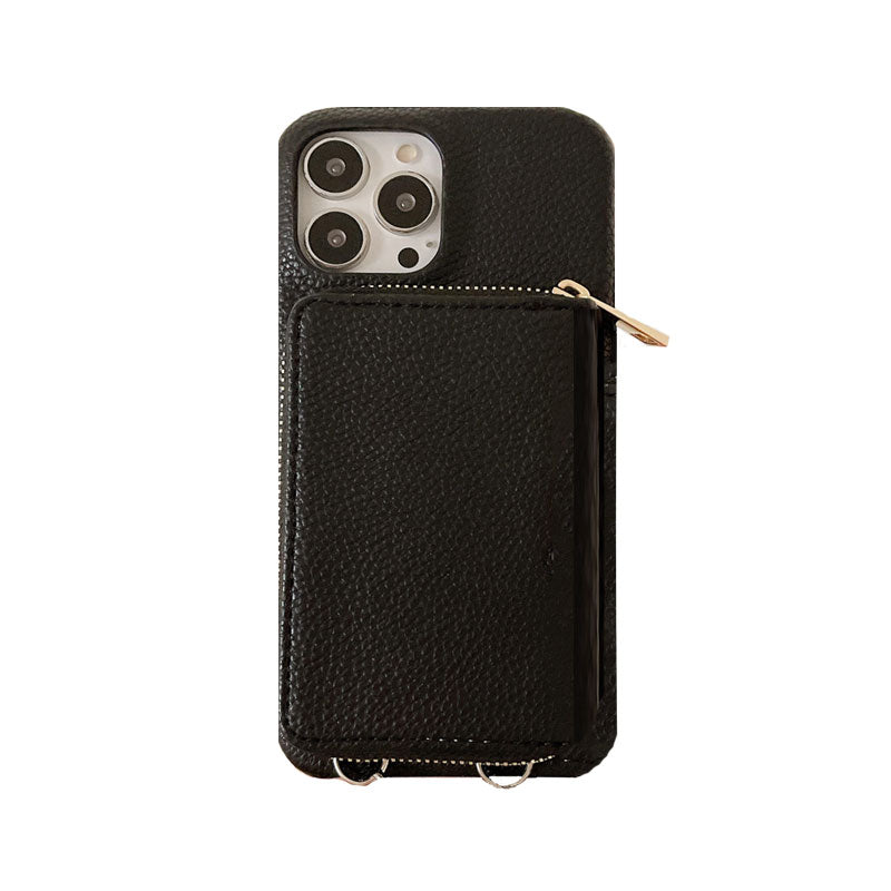 Classic Phone Case With Zip Wallet And Strap For iPhone Coffee-JDK241031