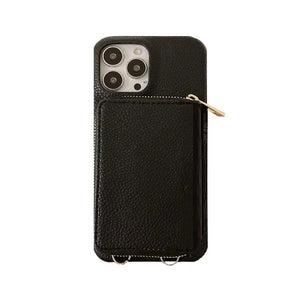 iPhone Case With Zip Wallet And Strap Leather-BC25003 Burycase