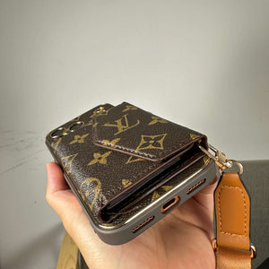 Premium Monogram iPhone Case With Wallet And Crossbody Strap For iPhone 17 Series-CYLV126