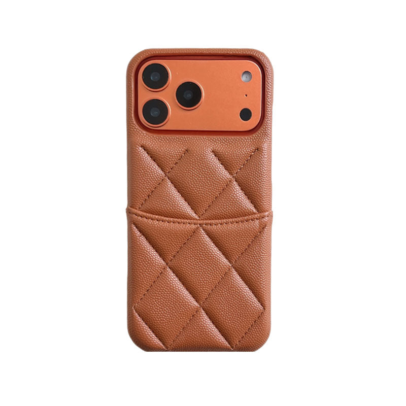 Leather iPhone Case with Card Holder Orange-BC25020