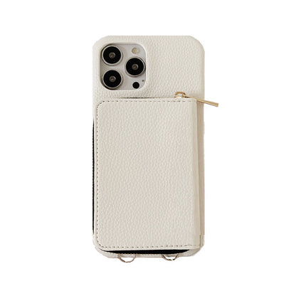 Classic Phone Case With Zip Wallet And Strap For iPhone Coffee-JDK241031