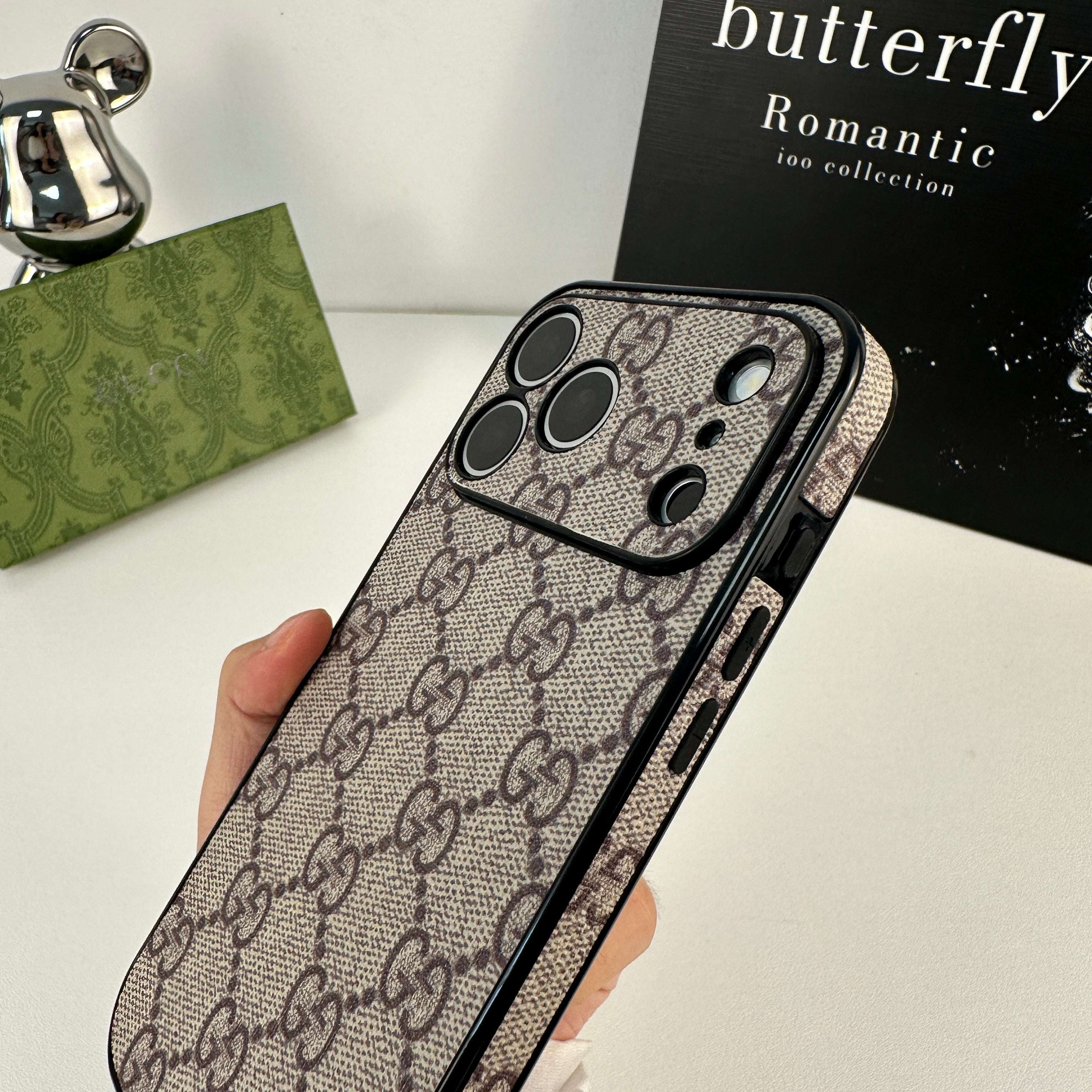 Luxury Leather GG iPhone Case For iPhone 17 Series Brown -CYGG131