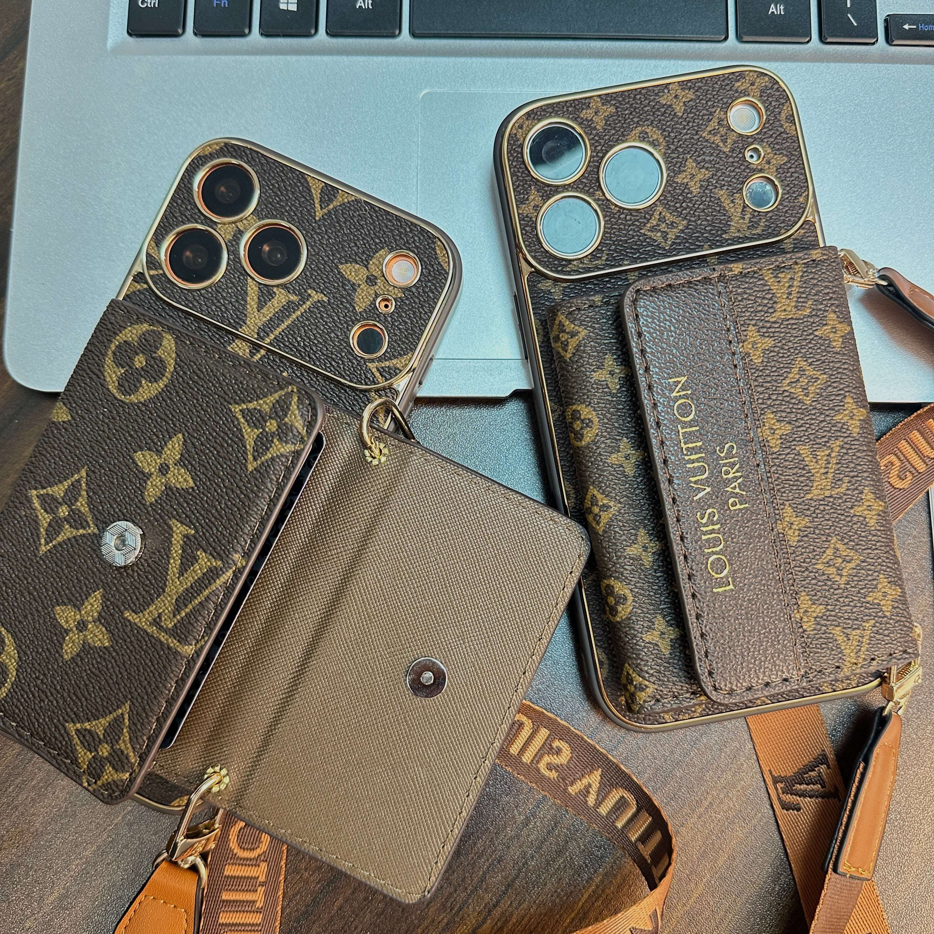 Refined Leather Monogram iPhone Case With Wallet And Crossbody Strap For iPhone 17 Series-CYLV128