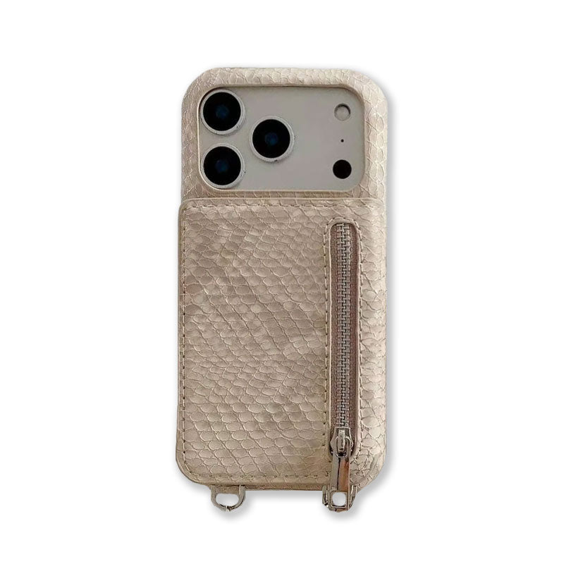 iPhone Case With Card Holder And Strap Brown-BC25024