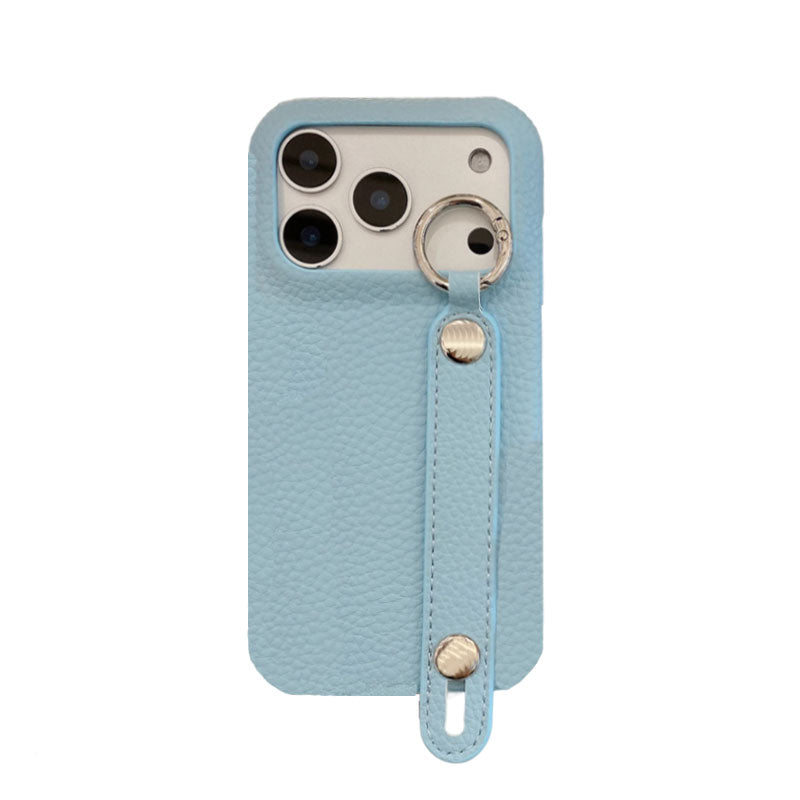 Leather iPhone Case with Wrist Strap And Holder Green-BC25015