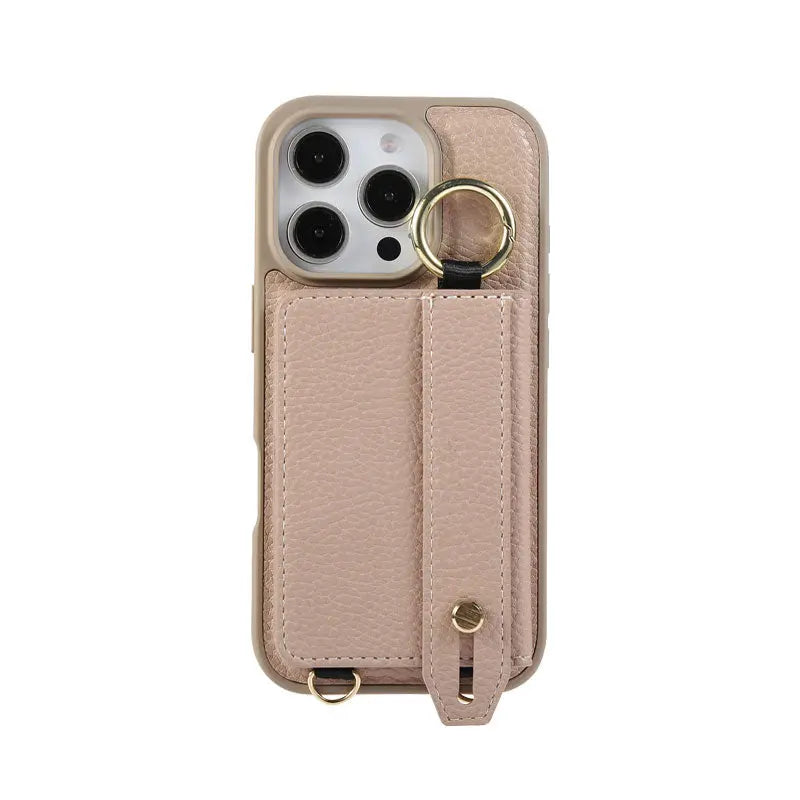 iPhone Case With Card Holder And Strap Brown -BC25037 Burycase