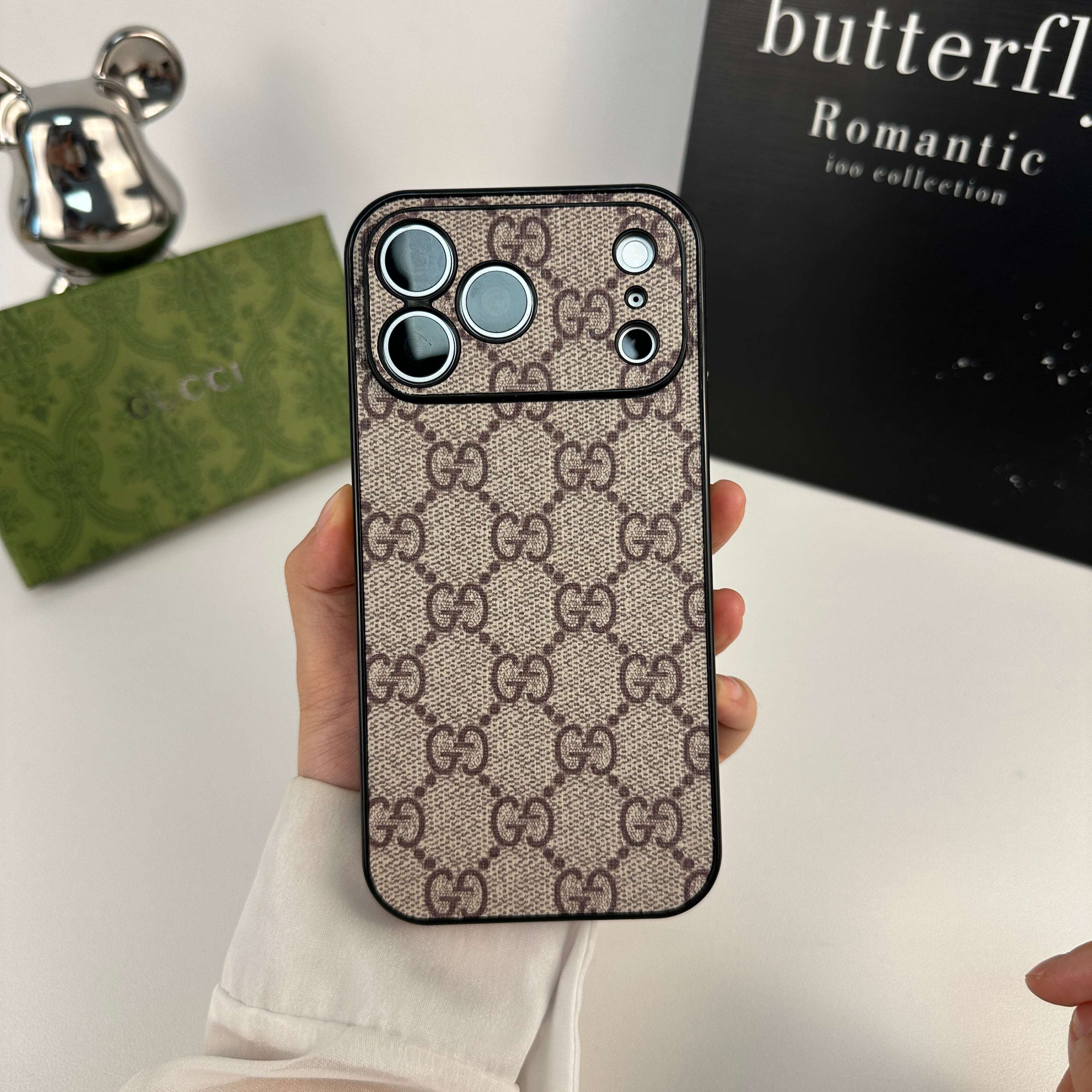 Luxury Leather GG iPhone Case For iPhone 17 Series Brown -CYGG131
