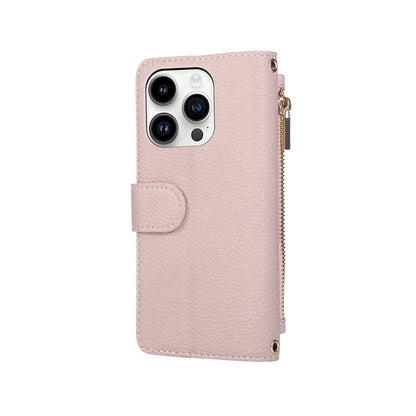 iPhone Case With Card Holder And Crossbody Strap Pink -BC25034