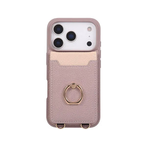 Leather iPhone Cases With Card Holder And Strap Black-BC25038 Burycase