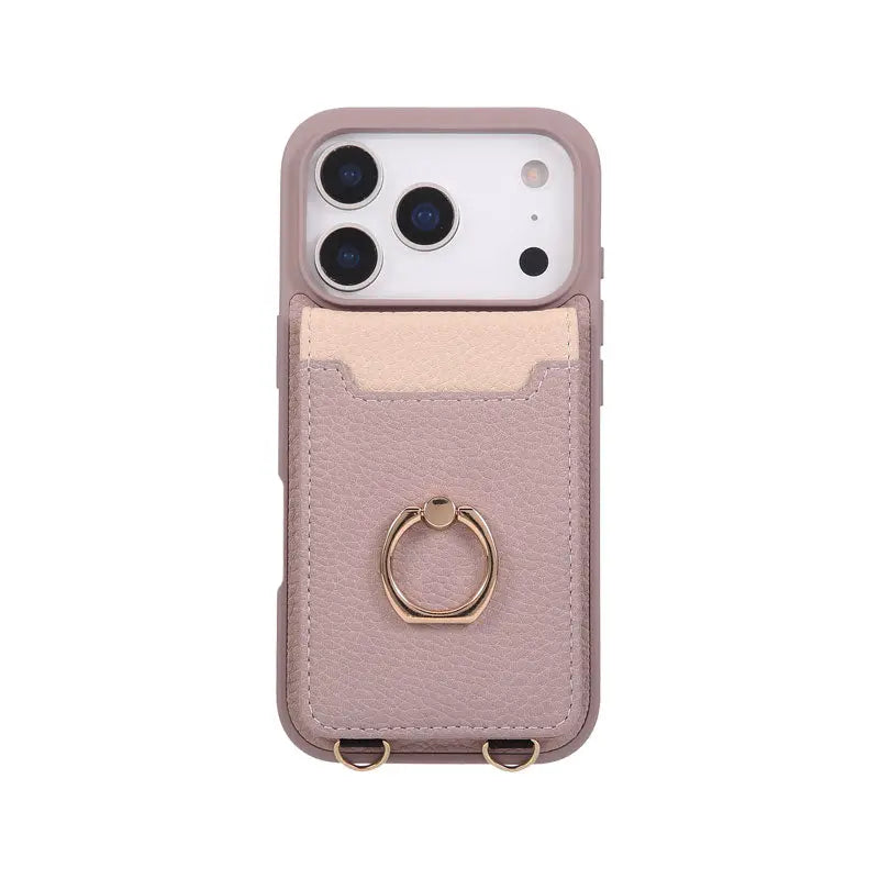 Leather iPhone Cases With Card Holder And Strap Black-BC25038 Burycase
