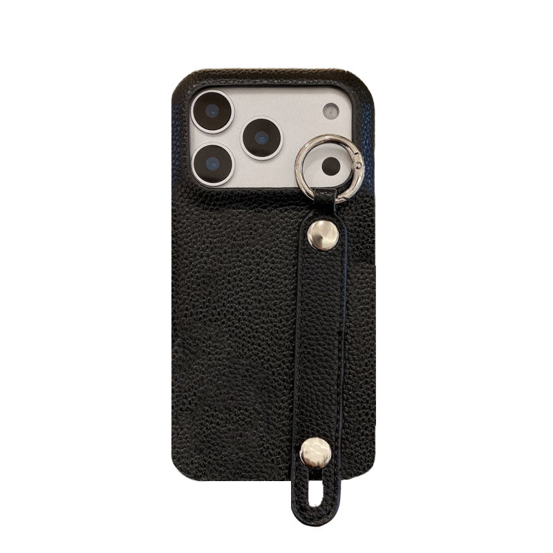 Leather iPhone Case with Wrist Strap And Holder Green-BC25015