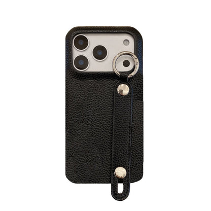 Leather iPhone Case with Wrist Strap And Holder Green-BC25015
