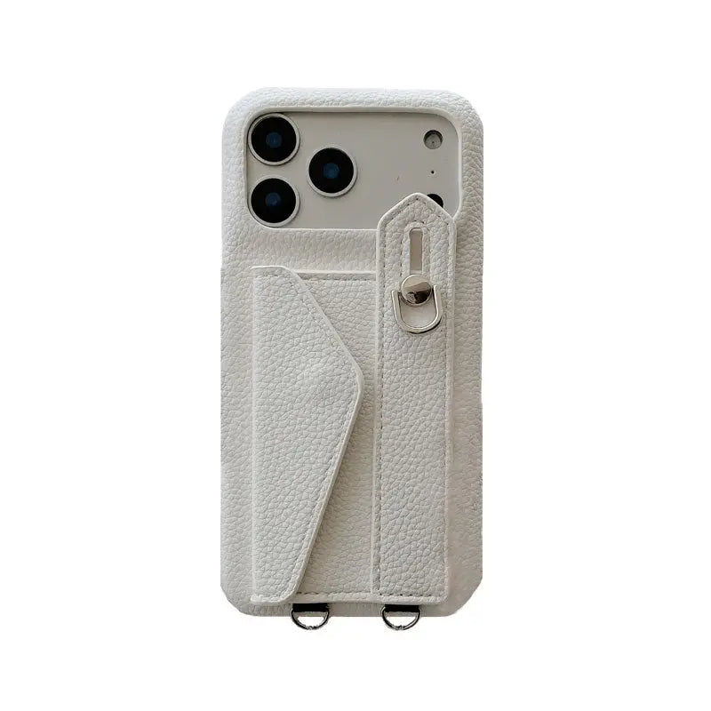 Leather iPhone Case with Card Holder And Strap Brown-BC25016 Burycase