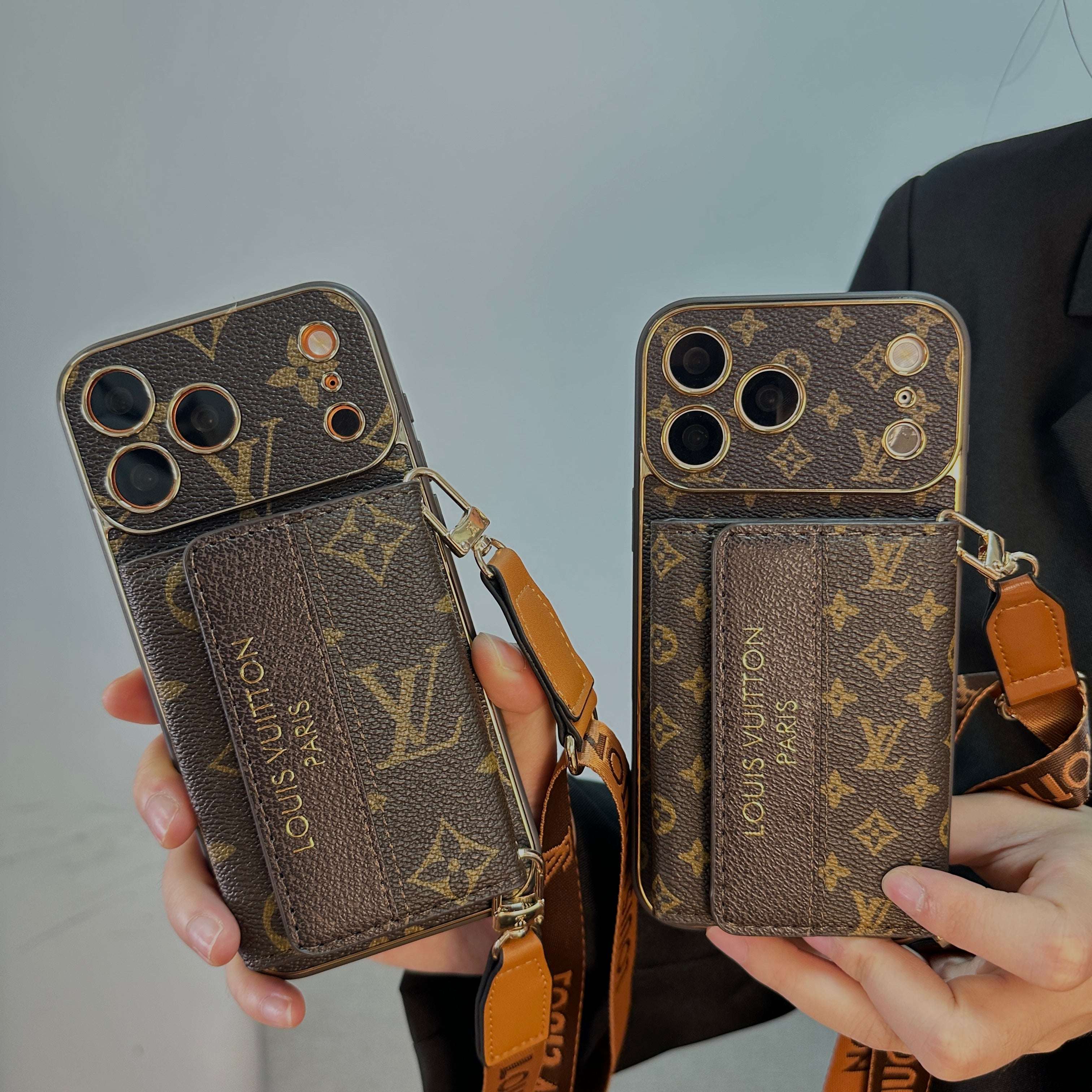 Classic Monogram iPhone Case With Wallet And Crossbody Strap For iPhone 17 Series-CYLV135