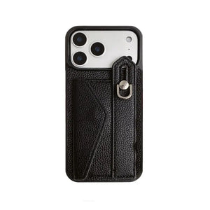 Leather iPhone Case with Wrist Strap and Card Holder Brown– BC25018 Burycase