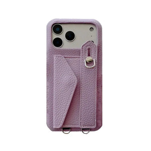 Leather iPhone Case with Card Holder And Strap Brown-BC25016 Burycase
