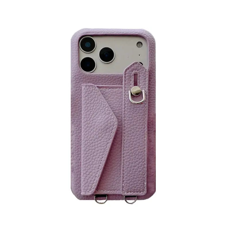 Leather iPhone Case with Card Holder And Strap Brown-BC25016 Burycase
