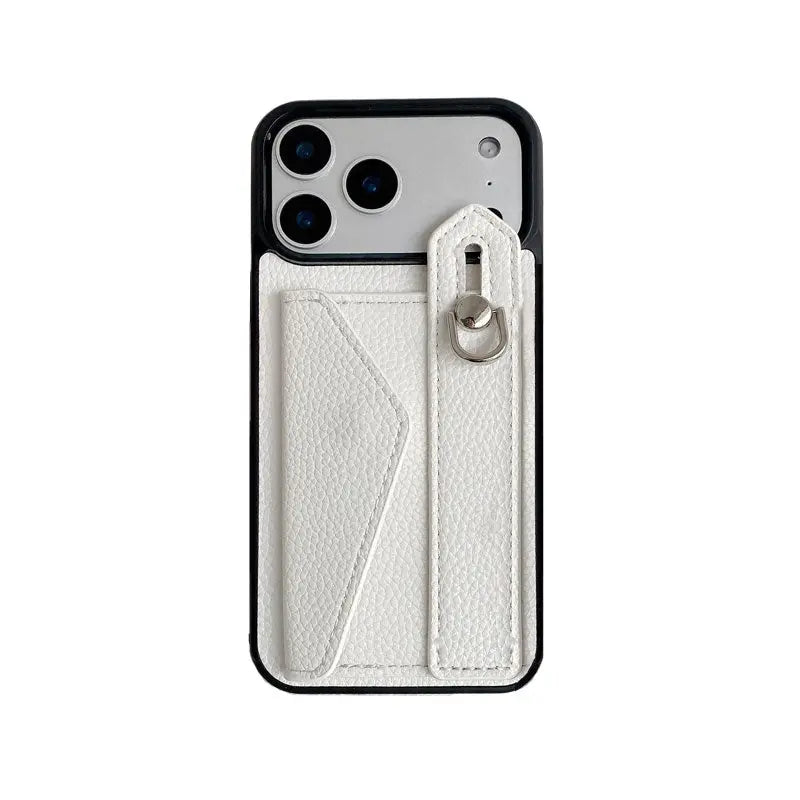 Leather iPhone Case with Wrist Strap and Card Holder Brown– BC25018 Burycase