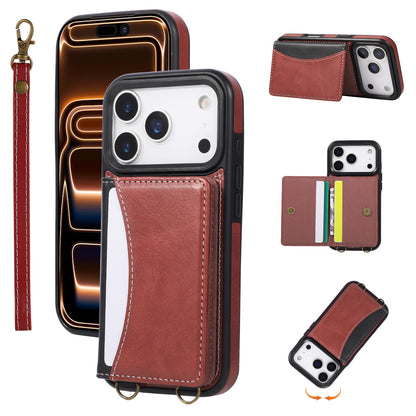 Leather iPhone Cases With Card Holder And  Wrist Strap Red-BC25043