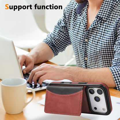 Leather iPhone Cases With Card Holder And  Wrist Strap Red-BC25043