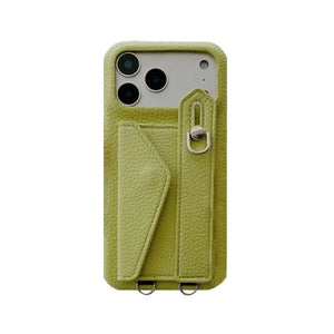 Leather iPhone Case with Card Holder And Strap Brown-BC25016 Burycase