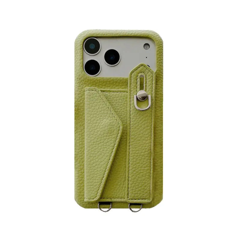 Leather iPhone Case with Card Holder And Strap Brown-BC25016 Burycase