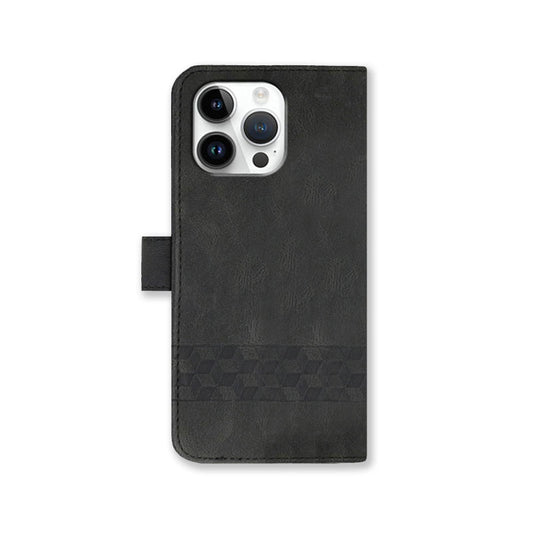 Leather iPhone Cases With Flip Wallet and Wrist Strap Black -BC25047