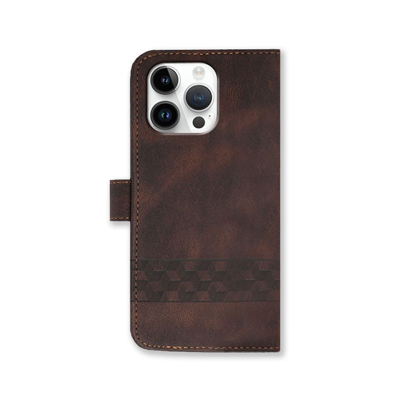 Leather iPhone Cases With Flip Wallet and Wrist Strap Brown -BC25049
