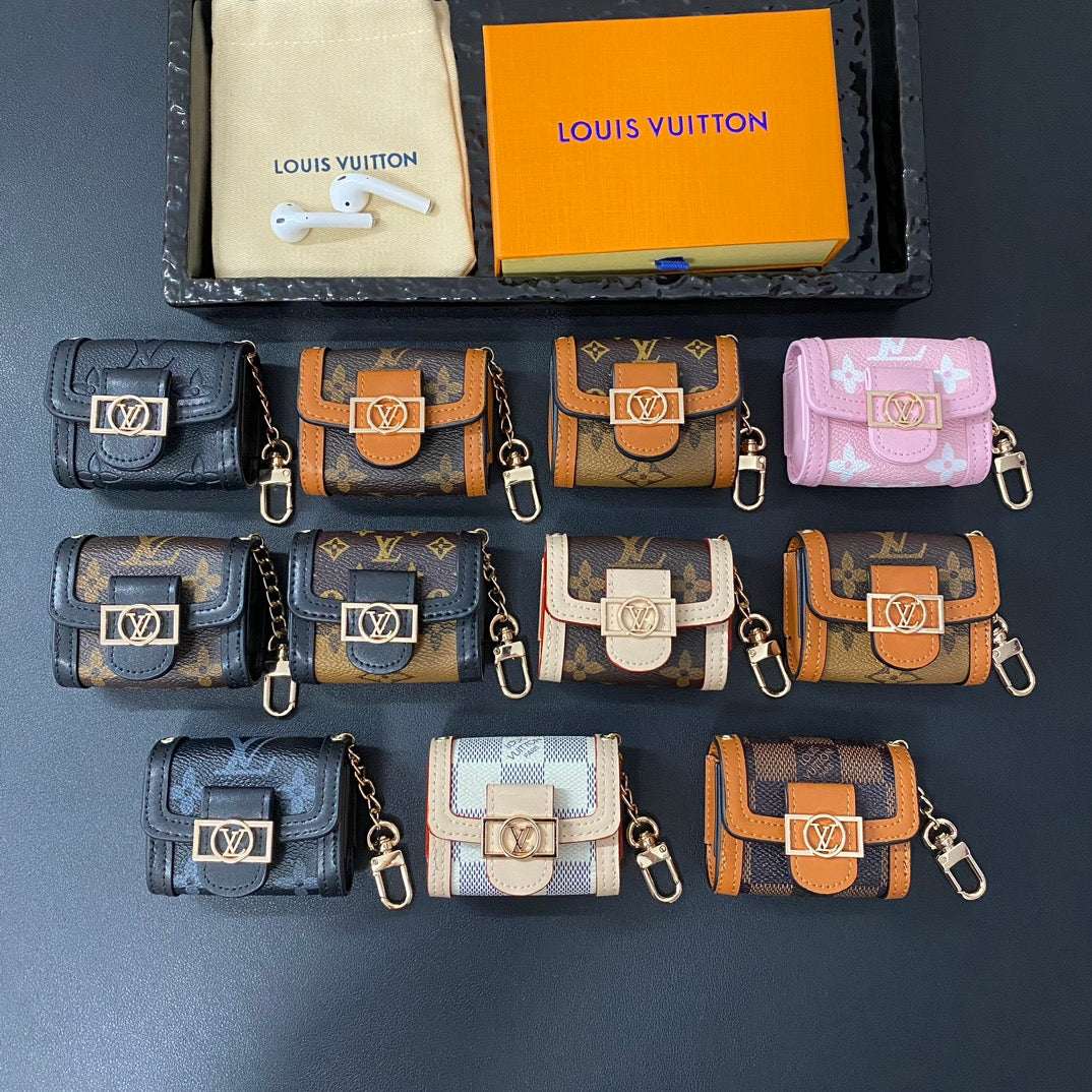 Refined Leather Monogram AirPods Cases Big Printing-CYLV117