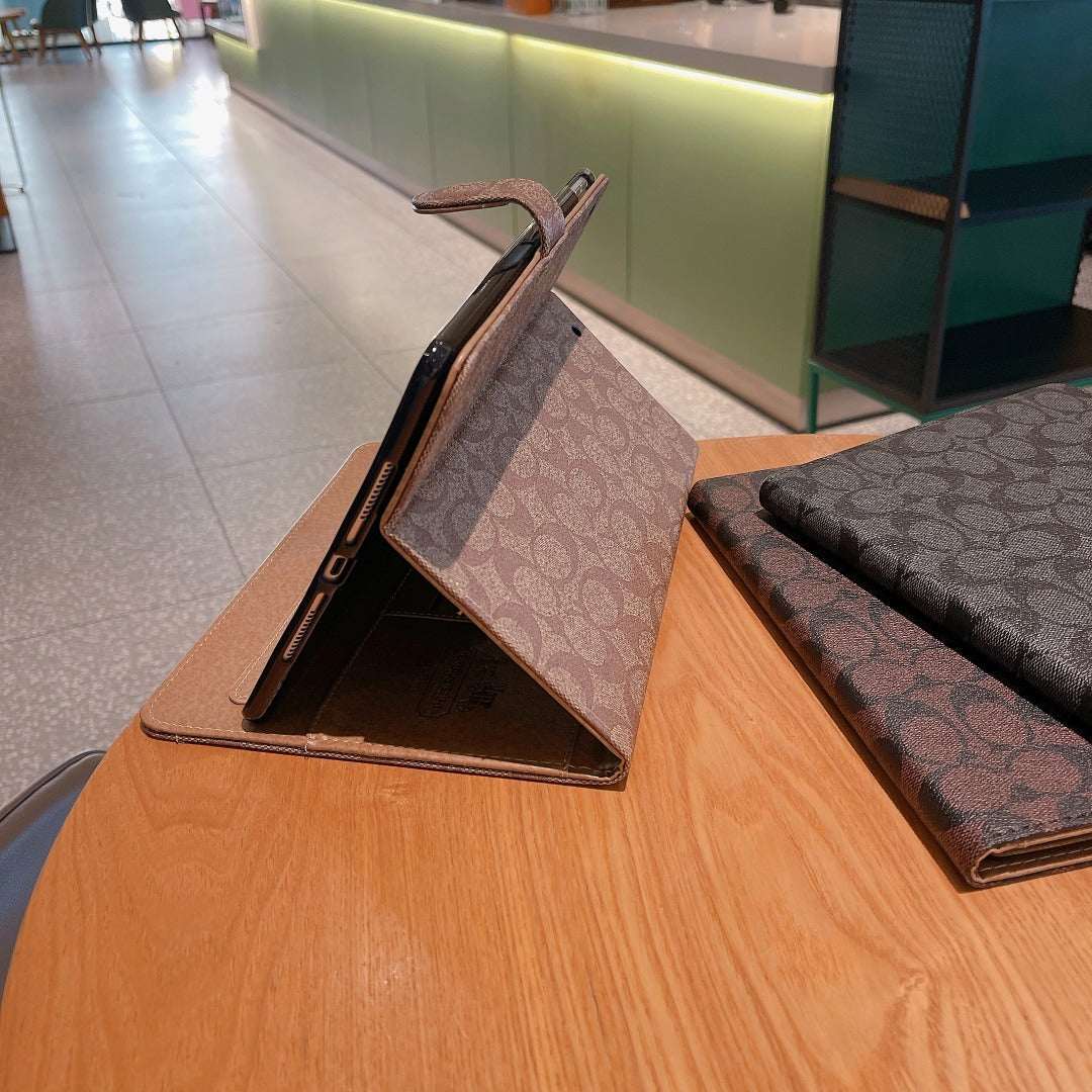 Premium Leather Monogram  iPad Case Coffee-CYLV110