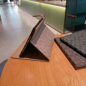 Premium Leather Monogram  iPad Case Coffee-CYLV110