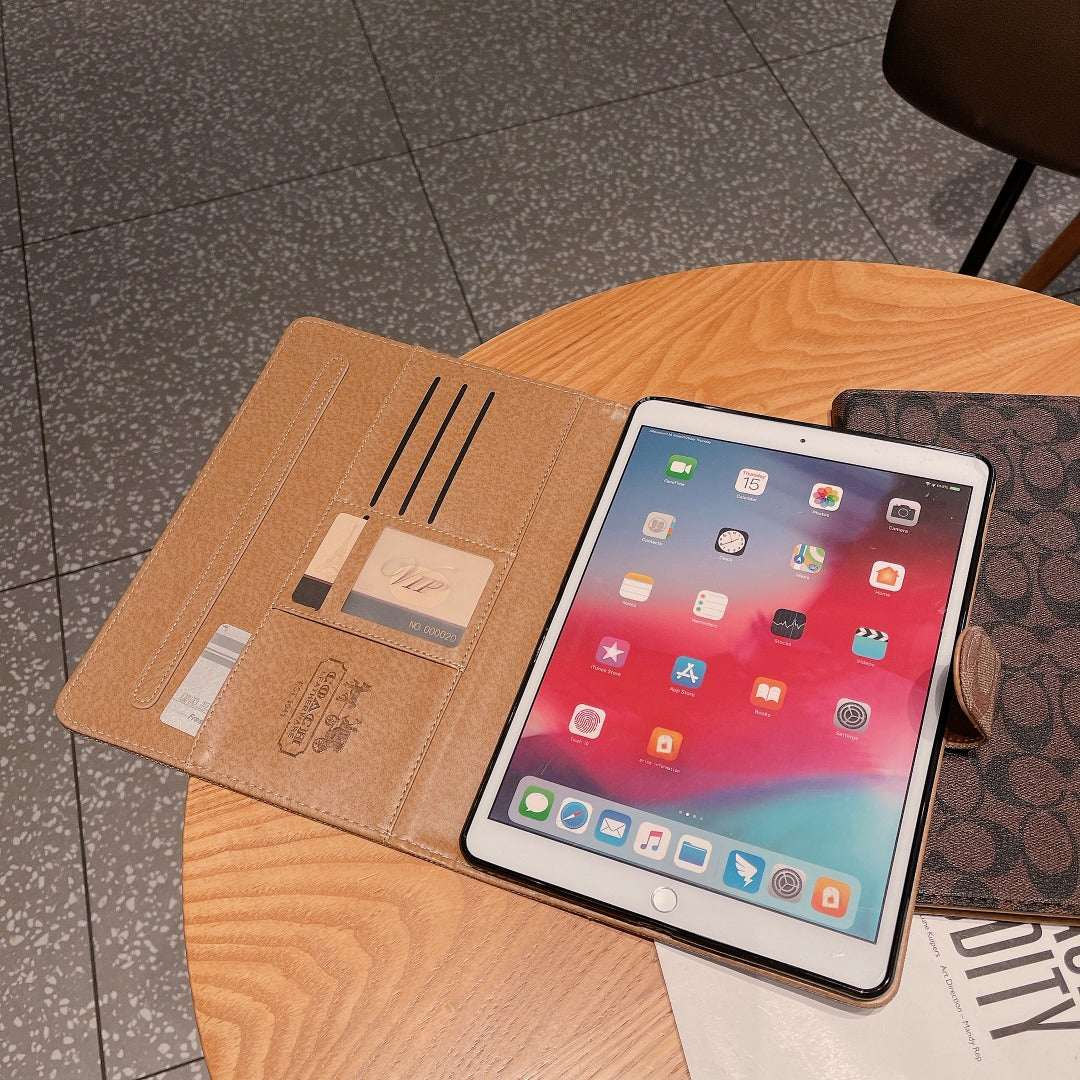Premium Leather Monogram  iPad Case Coffee-CYLV110