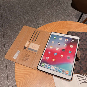 Premium Leather Monogram  iPad Case Coffee-CYLV110